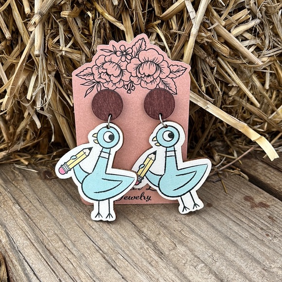 Mo Willems Pigeon Book Character Earrings/ teacher / librarian - Picture 5 of 10